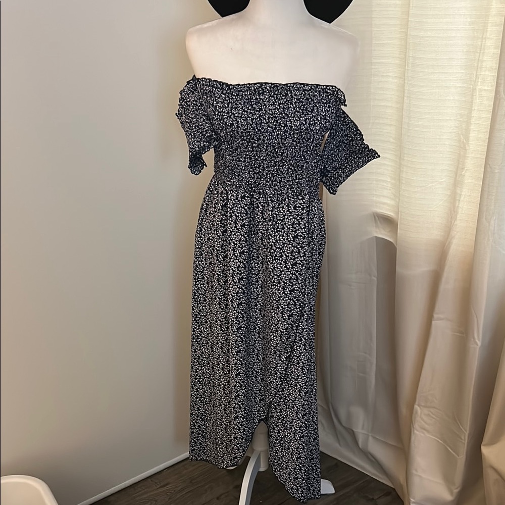 Smocked ditzy Floral Off-Shoulder Dress
